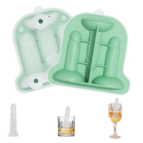 Penis Eiswürfelform Lustig Silikon Penis Eiswürfel Eiswürfelform, Wiederverwendbare 3D Penis EiswüRfelbehälter mit Deckel Für Erwachsene Partys (Grün) von HDQQEU