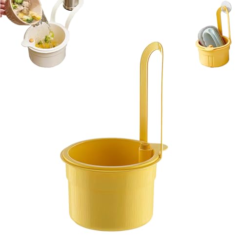 Sieb Für Spülbecken Snap-Button Spülbecken Siebkorb, Wasserhahn Hängendes Sieb Multifunktionaler Drain Basket Waschbecken Sieb KüChe Zum Einhängen Für Die Küche SpüLe Müllreste (Gelb) von HDQQEU