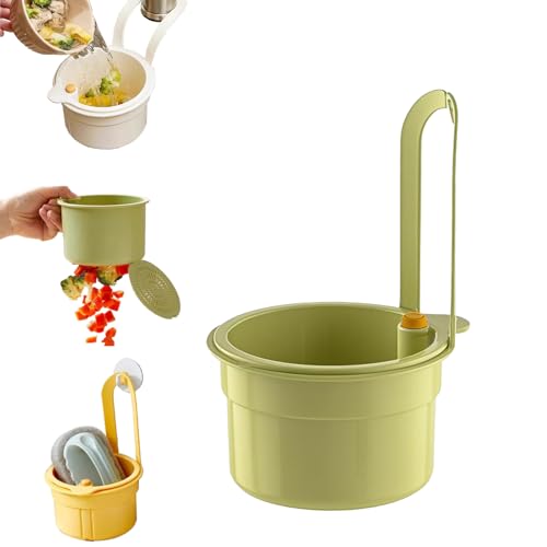 Sieb Für Spülbecken Snap-Button Spülbecken Siebkorb, Wasserhahn Hängendes Sieb Multifunktionaler Drain Basket Waschbecken Sieb KüChe Zum Einhängen Für Die Küche SpüLe Müllreste (Grün) von HDQQEU