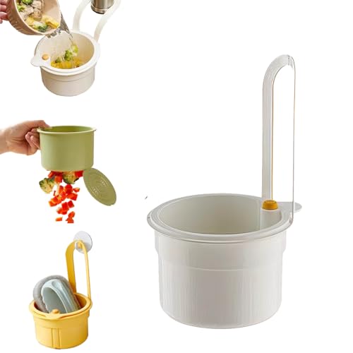 Sieb Für Spülbecken Snap-Button Spülbecken Siebkorb, Wasserhahn Hängendes Sieb Multifunktionaler Drain Basket Waschbecken Sieb KüChe Zum Einhängen Für Die Küche SpüLe Müllreste (Weiß) von HDQQEU