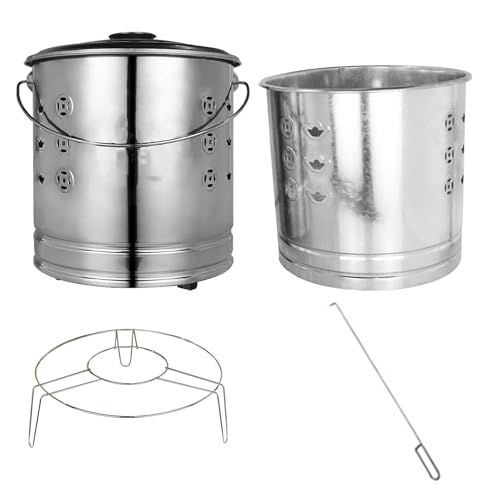 Verbrennungstonne Für Papier 11L Feuertonne Klein Erbrennungstonne mit Deckel Und Griff Zum Verbrennen Von MüLlholz Im Freien, Lagerfeuer Im Hinterhof, Camping (Silber) von HDQQEU