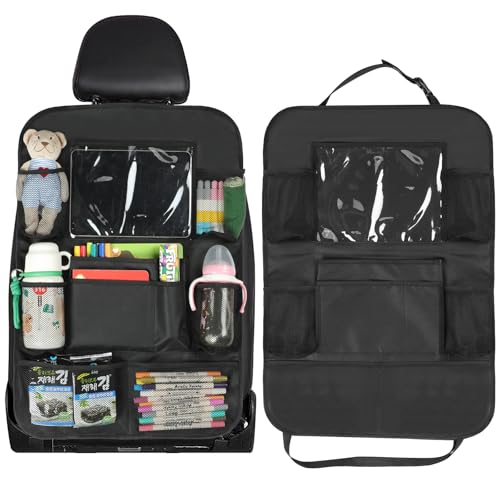 HDRNT Rückenlehnenschutz Auto kinder,Wasserdichter Rücksitzschutz,Organizer Rücksitz kinder,Organizer,600D Oxford Stoff Autositzschoner Rückenlehne, Schwarz(1 Stück) von HDRNT