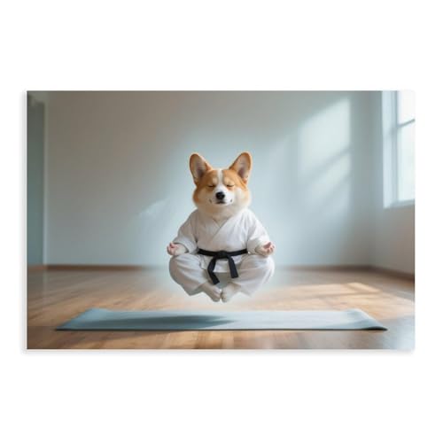 HDSDA Corgi Meditationskunstposter (3) Leinwandposter, Wandkunst, Dekordruck, Bild Gemälde für Wohnzimmer, Schlafzimmer, Dekoration, 60 x 90 cm von HDSDA