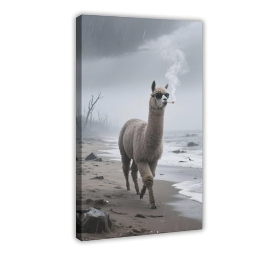 HDSDA Doomsday Alpaka-Strandspaziergang Poster (3) Leinwand-Poster, Schlafzimmerdekoration, Landschaft, Büro, Raumdekoration, Geschenk, 20 x 30 cm von HDSDA