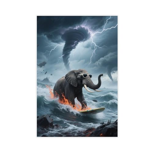 HDSDA Doomsday Elefanten-Poster (4) Leinwandposter für Schlafzimmer, Landschaft, Büro, Raumdekoration, Geschenk, 60 x 90 cm von HDSDA