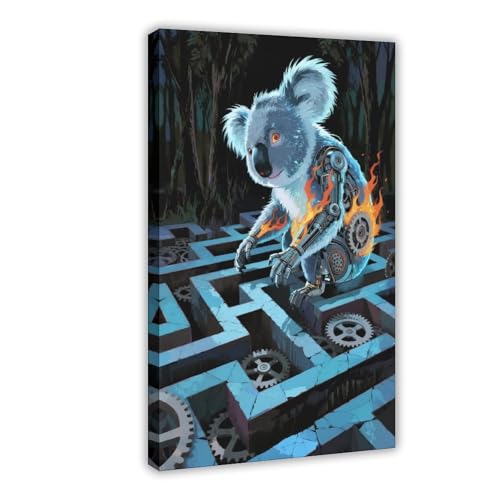 HDSDA Koala Art im Labyrinth (1) Leinwandposter Schlafzimmer Dekor Landschaft Büro Zimmer Dekor Geschenk 20 x 30 cm von HDSDA