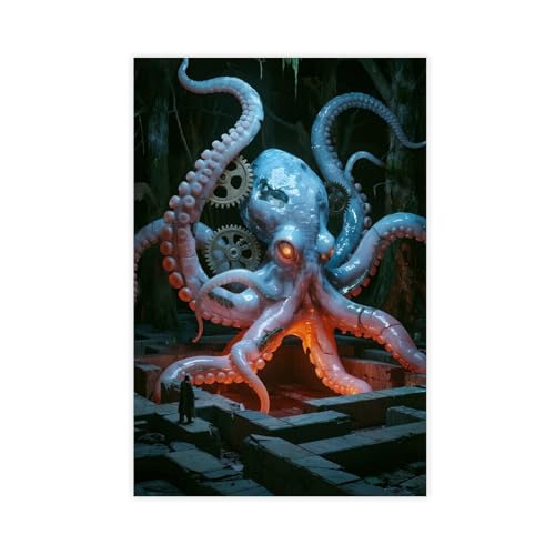 HDSDA Labyrinth Mechanischer Oktopus (1) Leinwandposter Schlafzimmer Dekor Landschaft Büro Zimmer Dekor Geschenk 20 x 30 cm von HDSDA