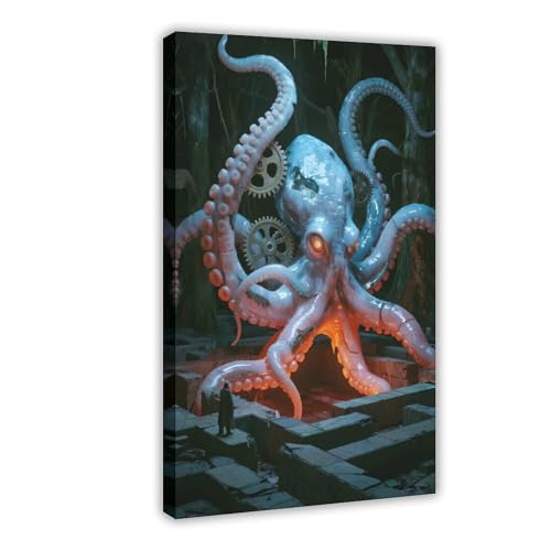 HDSDA Labyrinth Mechanischer Oktopus (1) Leinwandposter Schlafzimmer Dekor Landschaft Büro Zimmer Dekor Geschenk 60 x 90 cm von HDSDA