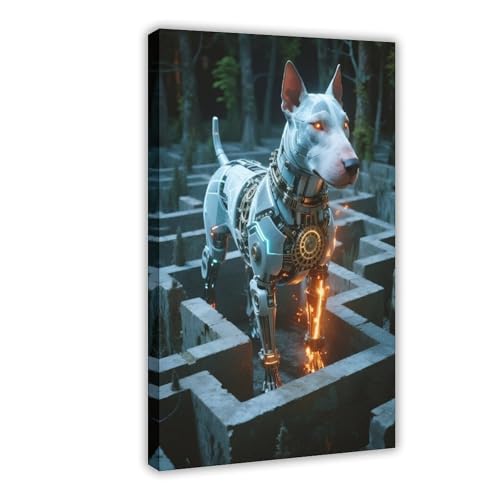 HDSDA Leinwandposter Labyrinth Mechanischer Bullterrier (2), Schlafzimmerdekoration, Landschaft, Büro, Raumdekoration, Geschenk, 30 x 45 cm von HDSDA