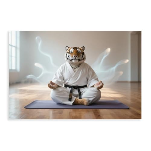 HDSDA Meditationsposter mit Säbelzahntigern (1) Leinwandposter für Schlafzimmer, Landschaft, Büro, Raumdekoration, Geschenk, 40 x 60 cm von HDSDA