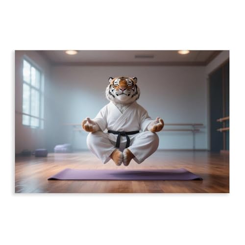 HDSDA Meditationsposter mit Säbelzahntigern (3), Leinwandposter, Schlafzimmer, Dekoration, Landschaft, Büro, Raumdekoration, Geschenk, 50 x 75 cm von HDSDA