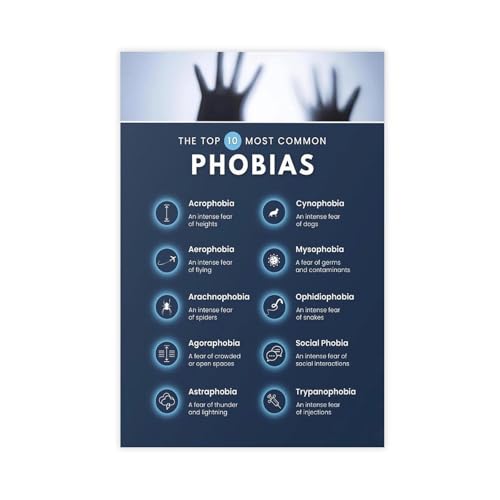 HDSDA Poster auf Leinwand, Motiv: Common Phobias, Schlafzimmer, Dekoration, Landschaft, Büro, Raumdekoration, Geschenk, 50 x 75 cm von HDSDA