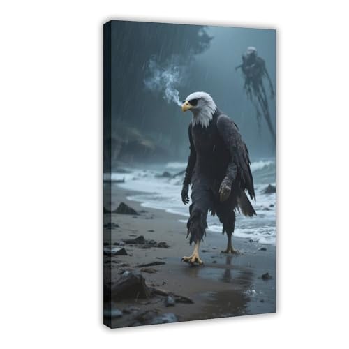 HDSDA Poster mit Adler-Strandspaziergang (1) Leinwand-Poster, Schlafzimmerdekoration, Landschaft, Büro, Raumdekoration, Geschenk, 60 x 90 cm von HDSDA