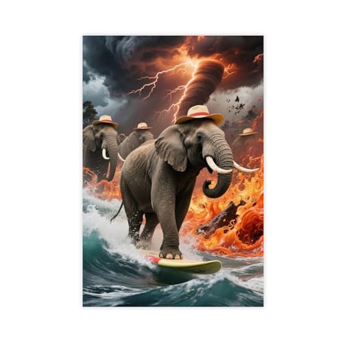 HDSDA Tornado-Elefanten-Poster (1) Leinwand-Poster, Schlafzimmerdekoration, Landschaft, Büro, Raumdekoration, Geschenk, 60 x 90 cm von HDSDA