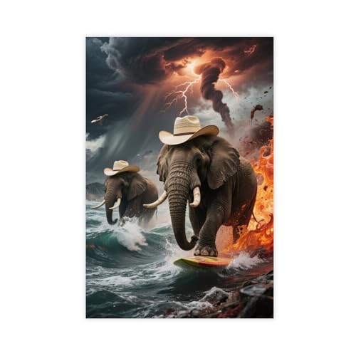 HDSDA Tornado-Elefanten-Poster (2) Leinwand-Poster, Wandkunst, Dekordruck, Bild, Gemälde für Wohnzimmer, Schlafzimmer, Dekoration, 50 x 75 cm von HDSDA