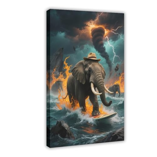 HDSDA Tornado-Elefanten-Poster (4) Leinwand-Poster, Wandkunst, Dekordruck, Bild, Gemälde für Wohnzimmer, Schlafzimmer, Dekoration, 20 x 30 cm von HDSDA