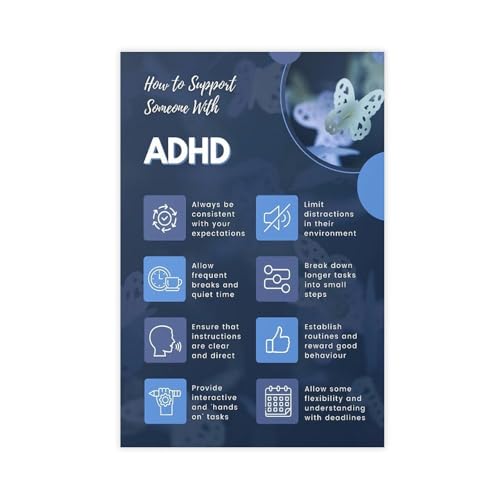 Leinwandposter "How To Support Someone With ADHS", Wandkunst, Dekordruck, Bild Gemälde für Wohnzimmer, Schlafzimmer, Dekoration, 40 x 60 cm von HDSDA