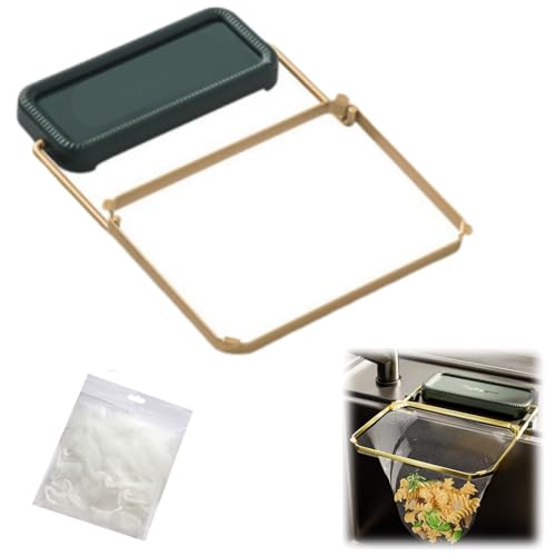 2-in-1-Spülbeckensiebkorb mit herausnehmbarem Filter, nicht durchstanzender Lebensmittelabfallfänger, langlebiger Küchenablaufkorb aus Kunststoff(Green,With 50Pcs Bag) von HDSDVNON