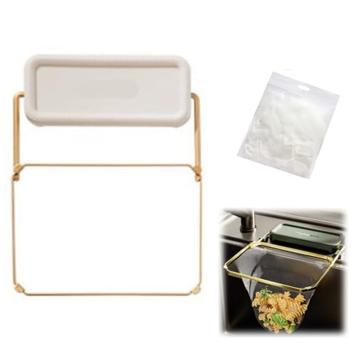 2-in-1-Spülbeckensiebkorb mit herausnehmbarem Filter, nicht durchstanzender Lebensmittelabfallfänger, langlebiger Küchenablaufkorb aus Kunststoff(White,With 50Pcs Bag) von HDSDVNON