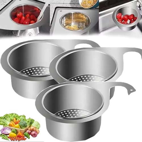 Abtropf-Duo-Set – Rostfreies Schwanenhalssieb mit austauschbaren Gittern for Waschen/Trocknen von Produkten(3pcs) von HDSDVNON
