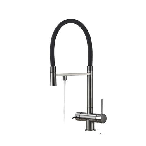Einlochmontage eines drehbaren Ausziehhahns for Filtern von heißem und kaltem Mischwasser und Trinkwasser in einem Küchenhahn mit zwei Auslässen(Grey Matte a) von HDSDVNON