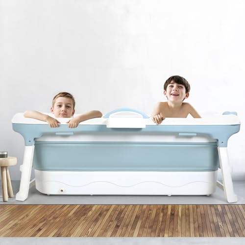 Große zusammenklappbare Badewanne for Erwachsene – strapazierfähiges PVC-Badebecken mit ergonomischer Rückenlehne, platzsparendes, zusammenklappbares Design(1.3M) von HDSDVNON