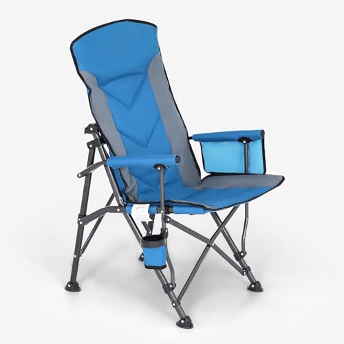 HDSDVNON Tragbarer Klappstuhl mit hoher Rückenlehne, gepolsterter Oxford-Stuhl for den Außenbereich mit Taillenstütze, Camping, Angeln, Strand, Freizeitstuhl(Blue) von HDSDVNON