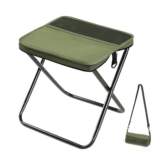 HDSDVNON Ultrakompakter Klapphocker mit Oxford-Stoffoberfläche, leicht zu tragen als Schulter- oder Stifttasche for Wandern und Angeln(2- Green,L) von HDSDVNON