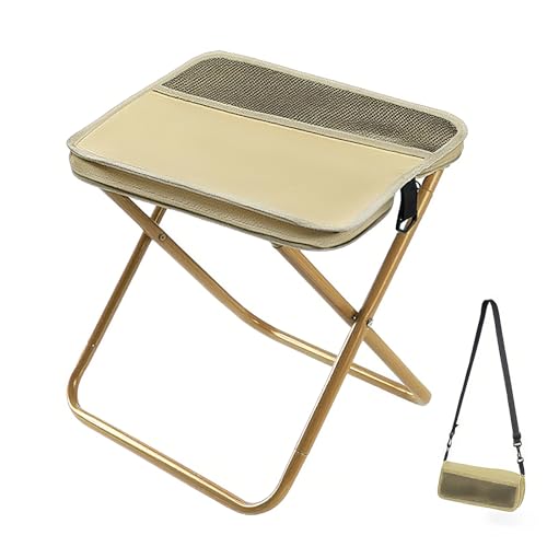 HDSDVNON Ultrakompakter Klapphocker mit Oxford-Stoffoberfläche, leicht zu tragen als Schulter- oder Stifttasche for Wandern und Angeln(2- Khaki,L) von HDSDVNON