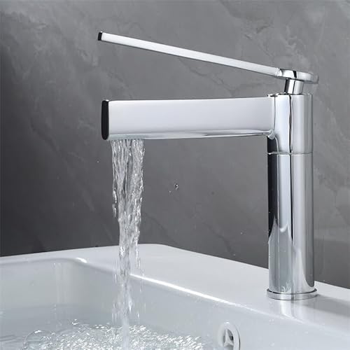 Modernes Waschbecken-Set aus Messing mit Wasserhahn und Aufsatzwaschbecken – gebürstetes Gold-Finish, mattschwarz/graue Schüssel(Chrome Short) von HDSDVNON