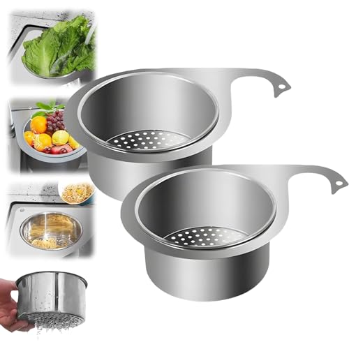 Platzsparendes Ecksiebsystem – Verstärkter Abtropfkorb mit gebogenem Randdesign und rutschfesten Silikonfüßen(2 Packs) von HDSDVNON