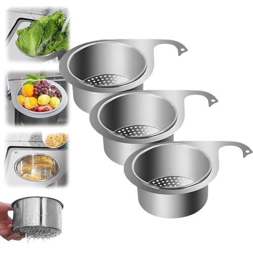 Platzsparendes Ecksiebsystem – Verstärkter Abtropfkorb mit gebogenem Randdesign und rutschfesten Silikonfüßen(3 Packs) von HDSDVNON