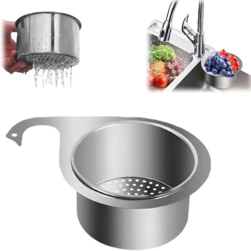 Spülbeckenkorb im Schwanendesign – Ecksieb aus Edelstahl 304 mit zwei Abflusskanälen for Obst/Gemüse von HDSDVNON