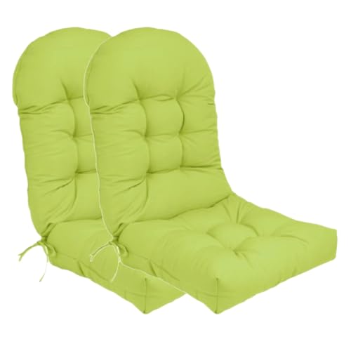 Stuhlkissen-Set mit hoher Rückenlehne und rutschfesten Riemen, Dicke Polsterung for den Innen- und Außenbereich(Apple Green,2) von HDSDVNON