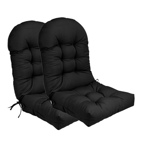 Stuhlkissen-Set mit hoher Rückenlehne und rutschfesten Riemen, Dicke Polsterung for den Innen- und Außenbereich(Black,2) von HDSDVNON