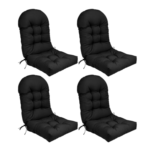 Stuhlkissen-Set mit hoher Rückenlehne und rutschfesten Riemen, Dicke Polsterung for den Innen- und Außenbereich(Black,4) von HDSDVNON