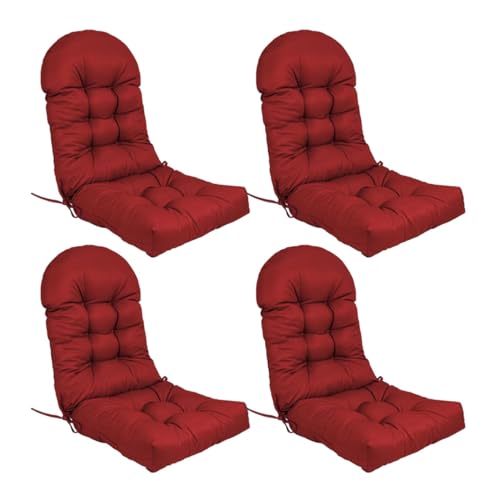 Stuhlkissen-Set mit hoher Rückenlehne und rutschfesten Riemen, Dicke Polsterung for den Innen- und Außenbereich(Burgundy,4) von HDSDVNON