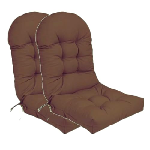 Stuhlkissen-Set mit hoher Rückenlehne und rutschfesten Riemen, Dicke Polsterung for den Innen- und Außenbereich(Coffee Brown,2) von HDSDVNON