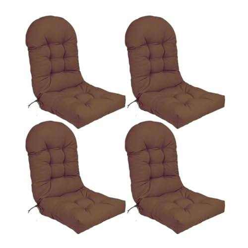 Stuhlkissen-Set mit hoher Rückenlehne und rutschfesten Riemen, Dicke Polsterung for den Innen- und Außenbereich(Coffee Brown,4) von HDSDVNON
