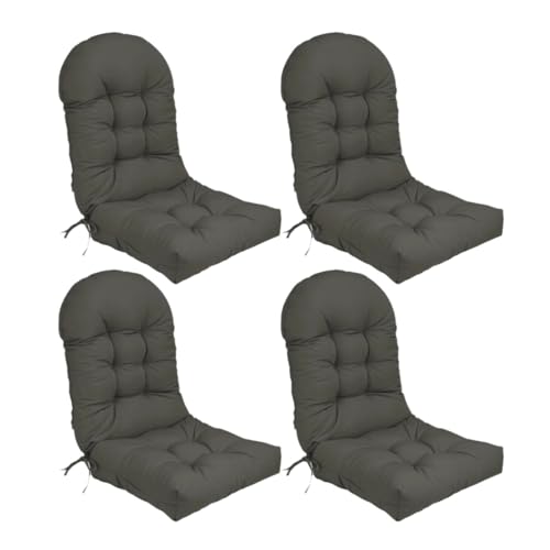 Stuhlkissen-Set mit hoher Rückenlehne und rutschfesten Riemen, Dicke Polsterung for den Innen- und Außenbereich(Dark Gray,4) von HDSDVNON