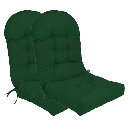 Stuhlkissen-Set mit hoher Rückenlehne und rutschfesten Riemen, Dicke Polsterung for den Innen- und Außenbereich(Dark Green,2) von HDSDVNON