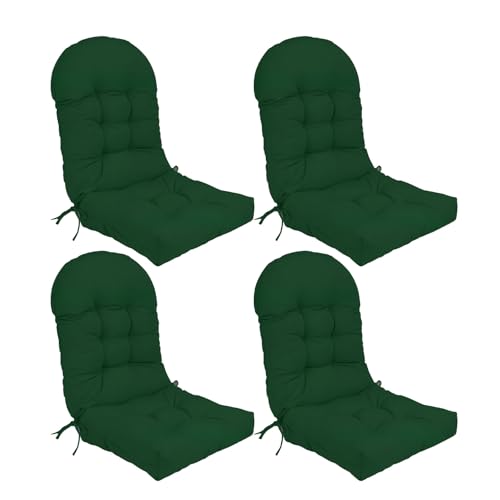 Stuhlkissen-Set mit hoher Rückenlehne und rutschfesten Riemen, Dicke Polsterung for den Innen- und Außenbereich(Dark Green,4) von HDSDVNON