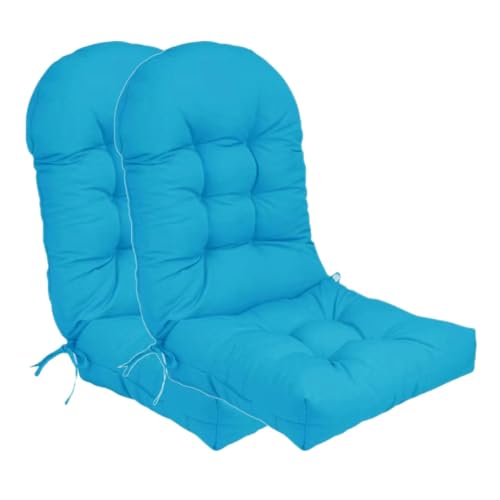Stuhlkissen-Set mit hoher Rückenlehne und rutschfesten Riemen, Dicke Polsterung for den Innen- und Außenbereich(Light Blue,2) von HDSDVNON