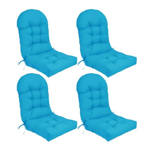 Stuhlkissen-Set mit hoher Rückenlehne und rutschfesten Riemen, Dicke Polsterung for den Innen- und Außenbereich(Light Blue,4) von HDSDVNON