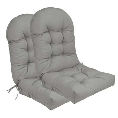 Stuhlkissen-Set mit hoher Rückenlehne und rutschfesten Riemen, Dicke Polsterung for den Innen- und Außenbereich(Light Gray,2) von HDSDVNON