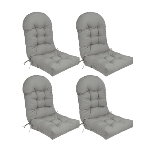 Stuhlkissen-Set mit hoher Rückenlehne und rutschfesten Riemen, Dicke Polsterung for den Innen- und Außenbereich(Light Gray,4) von HDSDVNON