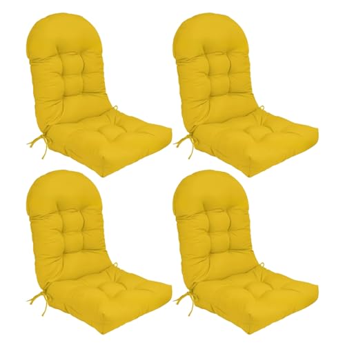 Stuhlkissen-Set mit hoher Rückenlehne und rutschfesten Riemen, Dicke Polsterung for den Innen- und Außenbereich(Yellow,4) von HDSDVNON