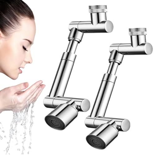 Universal-Wasserhahn-Drehaufsatz – verstellbarer, um 360 Grad schwenkbarer Auslauf for eine einfachere Nutzung der Küchen- und Badezimmerspüle(2Pcs) von HDSDVNON
