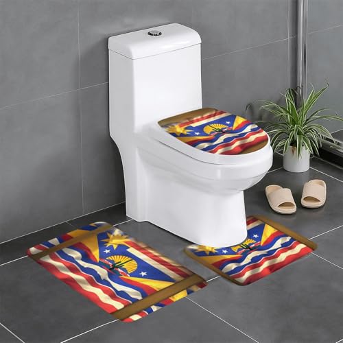HDSKFNS Arizona-Flaggen-Standard-Druck, Badezimmerteppich-Set, 3-teilig, Badematte, Flanellmatten, für U-förmige WC-Wanne, Dusche von HDSKFNS