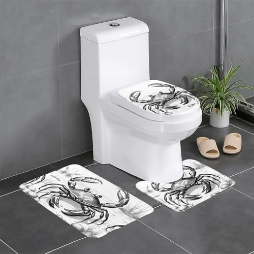 HDSKFNS Badezimmerteppich-Set, Cartoon-Krabbe, 3-teilig, Badematte, Flanell-Matten, für U-förmige WC-Wanne, Dusche HDSKFNS Badezimmerteppich-Set, Cartoon-Krabbe, 3-teilig, Badematte, Flanell-Matten, für U-förmige WC-Wanne, Dusche von HDSKFNS